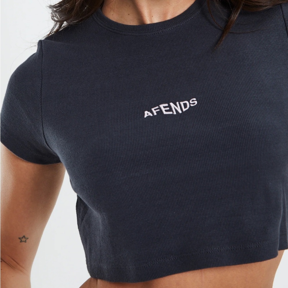 Afends Harlow Recycled Rib Cropped Tee, Size L